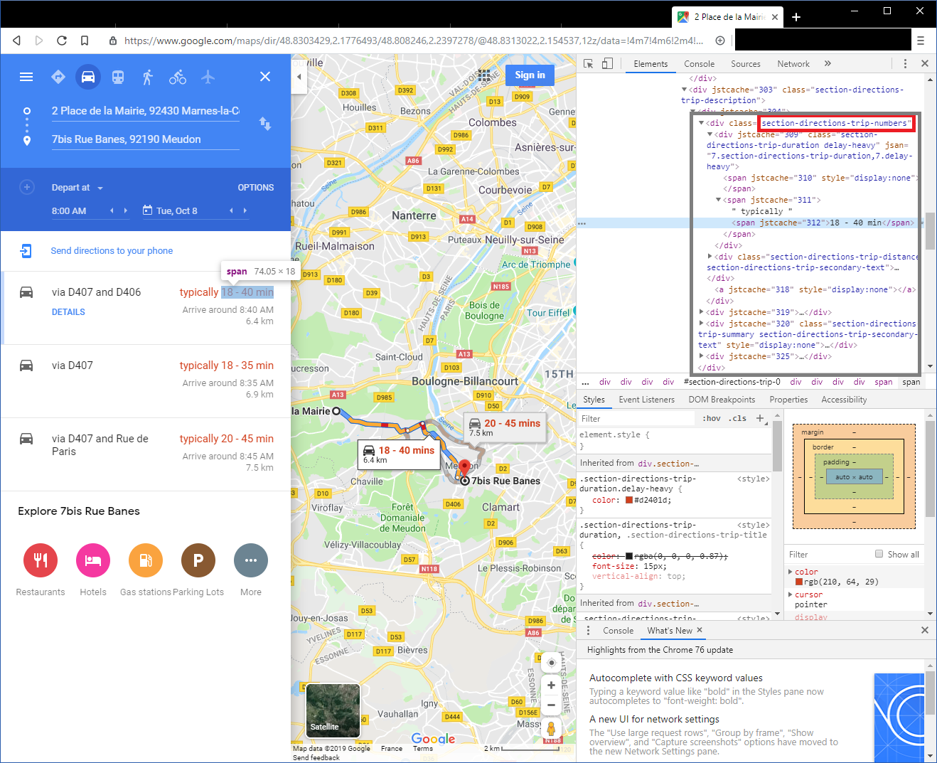 Extract time from Google Maps